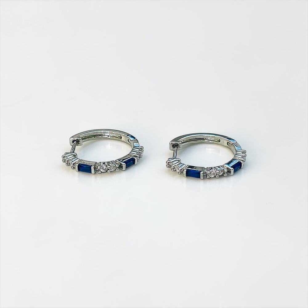 Royal Blue & Silver Round Elegant Earring